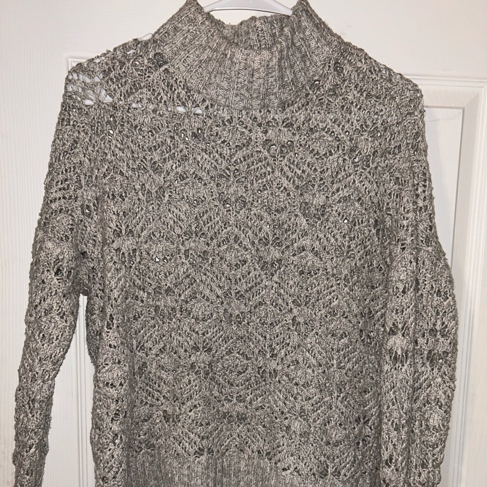 American Eagle Outfitters Women's Textured Knit Sweater - Gray